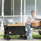 Collapsible Wagon Cart with Wheels Foldable - Folding Utility Heavy Duty Wagons Carts for Grocery Sports Garden Shopping Camping Wheelbarrows (Black200L)