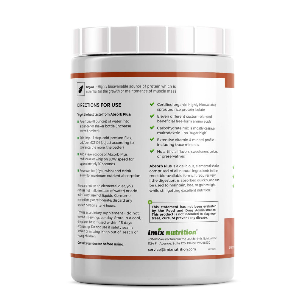 Absorb Plus Vegan Elemental Shake – Powdered Blend, Natural Ingredients, Non-GMO, Gluten-Free, Organic Sprouted Rice Protein - Smooth, Easily Mixable Formula (2.2 lbs, Simply Horchata Creme)