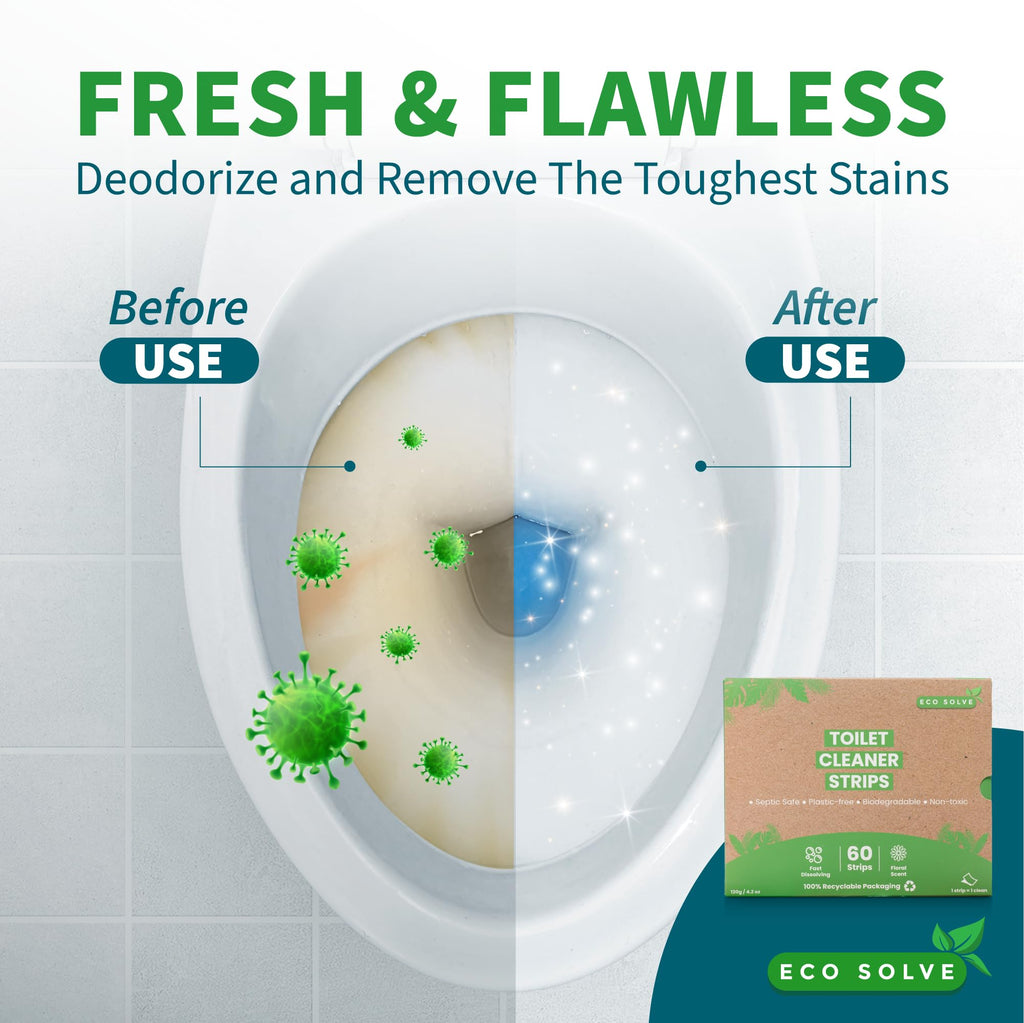 Toilet Bowl Cleaner Strips, Eco-friendly, Non-toxic, Septic Safe, Removes Odors & Stains, Plastic-free, Natural Toilet Bowl Cleaner for Quick and Easy Cleaning, Toilet Fresheners (180 count)