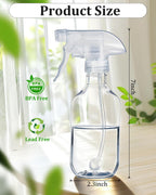 TERESRY 2 Pack 360° 10oz Spray Bottles with Adjustable Spray Nozzles Clear