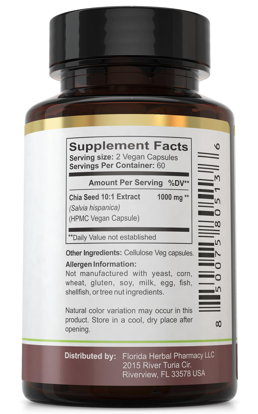 Chia Seed Extract Supplement Capsules 10:1 (120 Capsules)