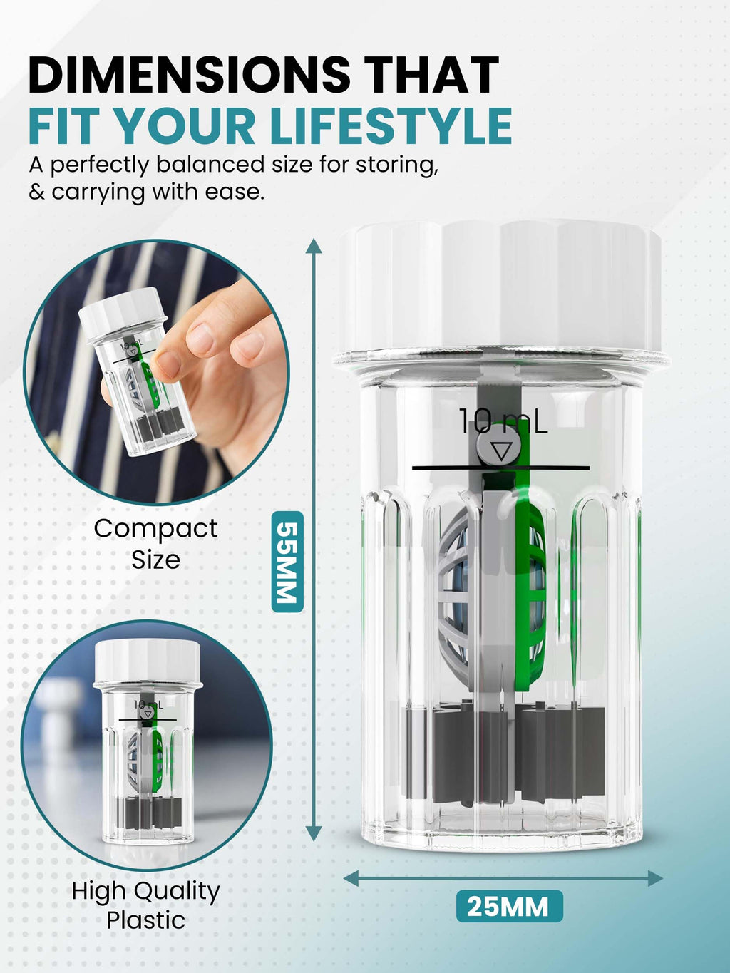 SPORTS WORLD VISION Hydrogen Peroxide Contact Lens Case (3 Pieces) Easy to Carry | Vent Built into Cap | Universal Protective Case, Barrel Shaped Contact Lens Cleaning Container for Everyday Use