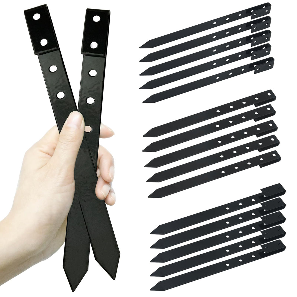 20 Pack Landscape Edging Stakes, 10" Double-Hole Steel Ground Spikes