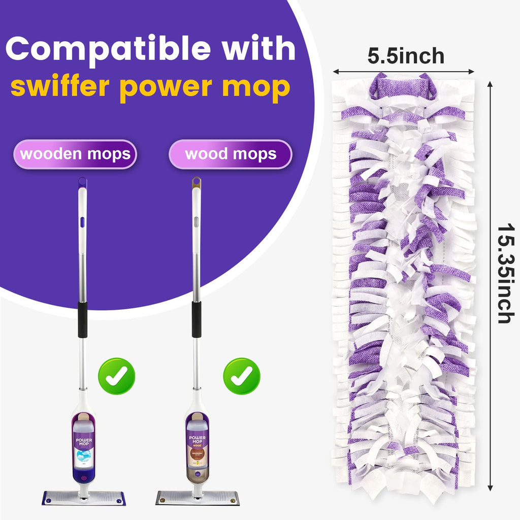 5X Cleaning Power Mop Pads Compatible with Swiffer PowerMop, Disposable Mopping Pad Refills for Cleaning, Multi-Surface Wood Floor Replacement Pads
