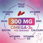 Prenatal Vitamins for Women with Folic Acid + Omega 3 DHA for Fetal Brain Development, Best Prenatal Vitamin Supplement, Daily Pregnancy Multivitamin Nutritional Support, Non-GMO - 240 Softgels