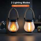 Solar Lanterns Outdoor Waterproof 4 Pack, Outdoor Solar Lanterns with Flickering Flame Effect, USB-C & Solar Charging, Auto Dusk to Dawn, Hanging Light for Garden Patio Yard