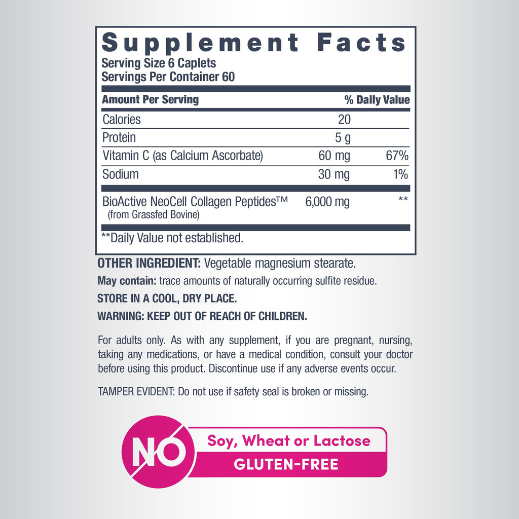 NeoCell Collagen Peptides Pills | 360 Caplets | with Vitamin C | Supplement for Women and Men