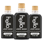Hello Chill Mint Alcohol Free Mouthwash with Activated Charcoal, 17.6 Fl Oz, Fluoride Free Mouthwash with Farm Grown Mint and Coconut Oil, Vegan, Minty Oral Rinse (Pack of 3)