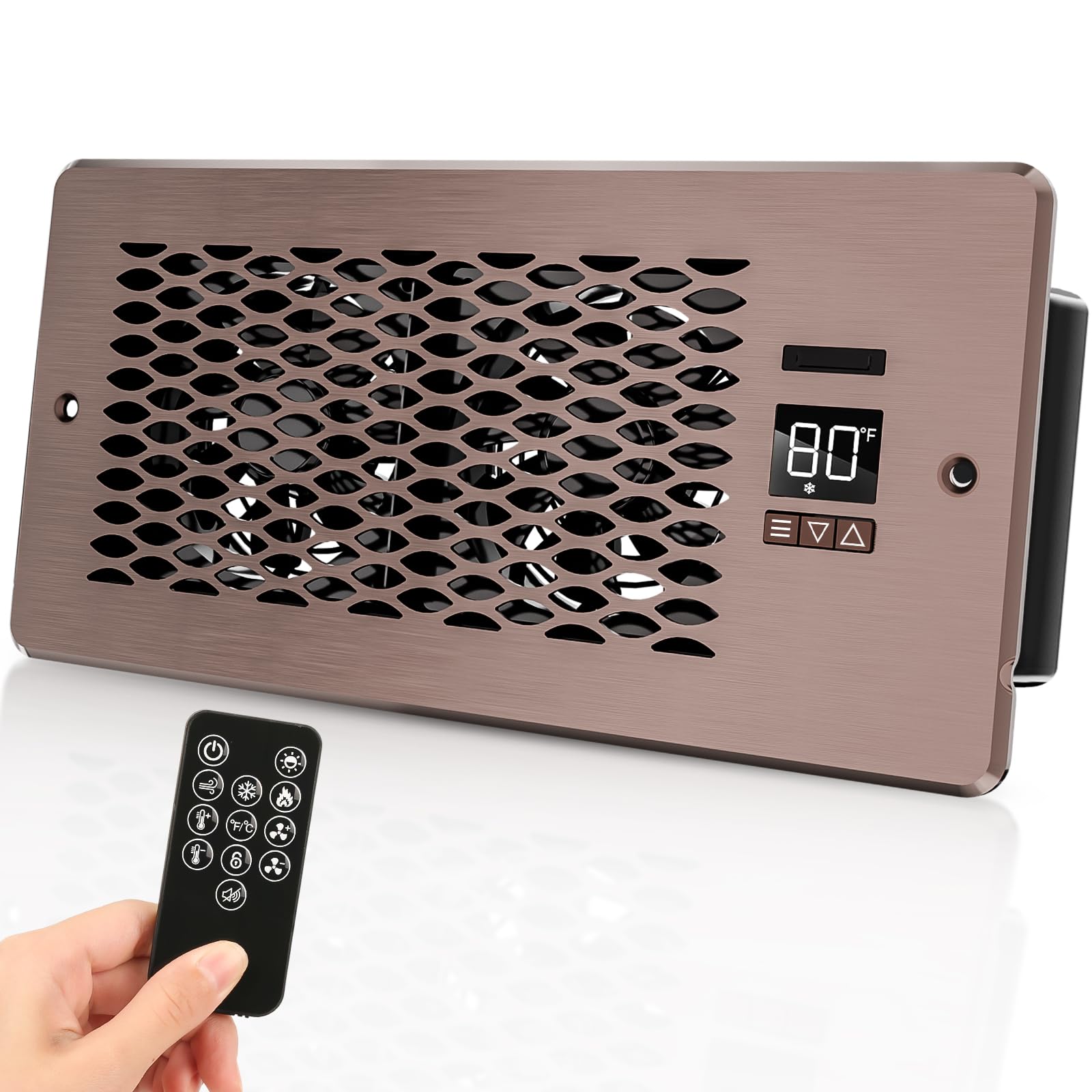 KHEOED Built-in Register Booster Fan with Cover for Air Heat Vent with Fan,Fits 4"x10" Duct/Ceiling/Floor Vents, Improves AC & Heating/Cooling,Quiet 10-Speed Household/Bedroom Ventilation,smart,Bronze