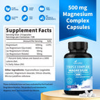 3 Pack Triple Magnesium Complex - Magnesium Glycinate 400mg, Malate, Citrate, High Absorption Chelated Magnesium Supplement