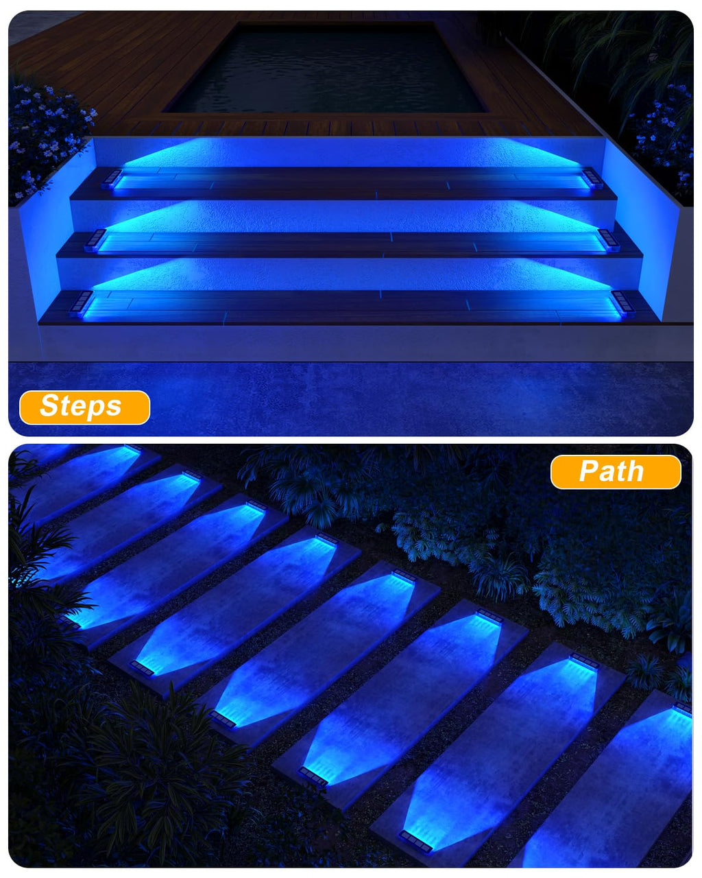 DetarZinLED Blue Solar Lights for Outside,6 Pack Solar Deck Lights Outdoor Waterproof LED,Blue Step Light for Outside,Dock Light Solar Powered Waterproof for Deck,Steps,Dock,Driveway,Stair,Path