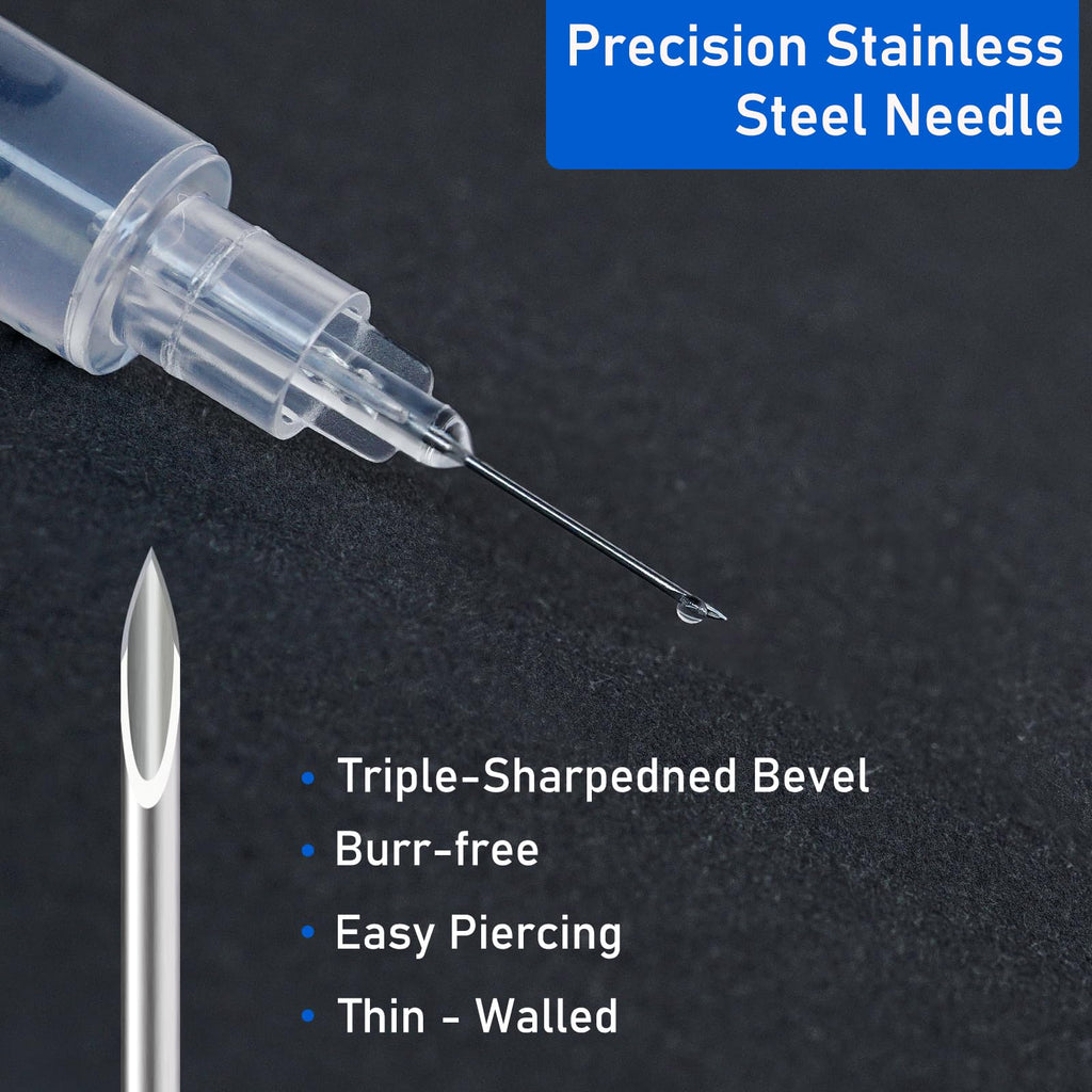 0.5ml Syringes with 30G 5/16 Inch Cap,U-100 5/16" 8mm Disposable Lab Syringe for Scientific,Individually Wrapped, Pack of 100