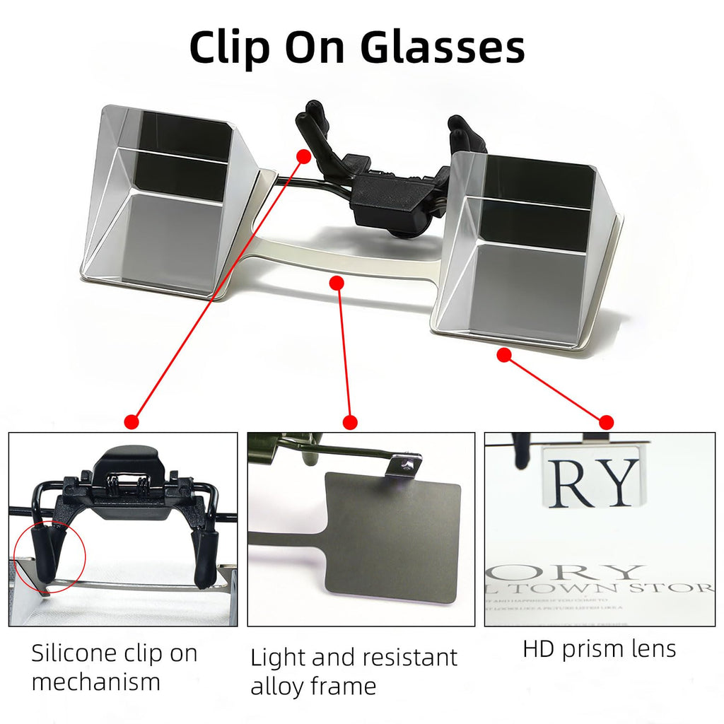 CHANGAR Clip on Lazy Glasses for Myopia People，Look Down Prism Glasses for Crocheting Knitting，Laying Down Reading Glasses in Bed Sofa，lazy Reading Glasses for Bedridden Lying Down Watching Reading