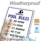 MOLESS 2 Pack Pool Rules Signs Outdoor – 14x10 Inch Pool Signs for Outside, Durable 0.040 Aluminum Weatherproof & UV Protected, Easy to Mount for Pool Safety, 2378-White