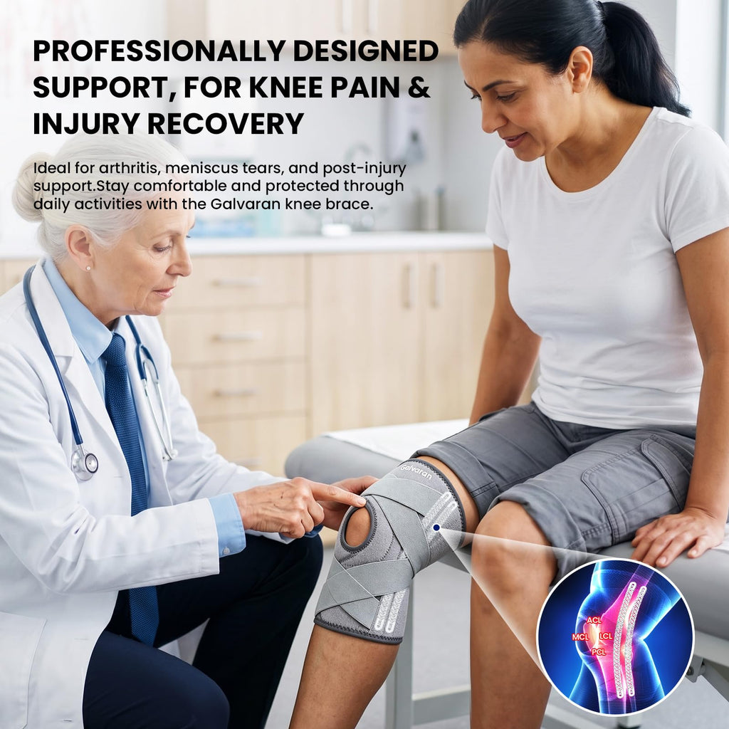 Galvaran Knee Brace for Men & Women - ACL, MCL, Meniscus Tear Support & Arthritis Pain Relief - Stabilizing Knee Braces Support with Side Stabilizers & Patella Gel Pad