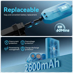 Cordless Pool Vacuum with Telescopic Pole, Powerful 30 GPM Suction, Advanced Dual Filtration, Replaceable Battery, 1H Runtime, Handheld Pool Cleaner for Above Ground and Inground Pools, Blue