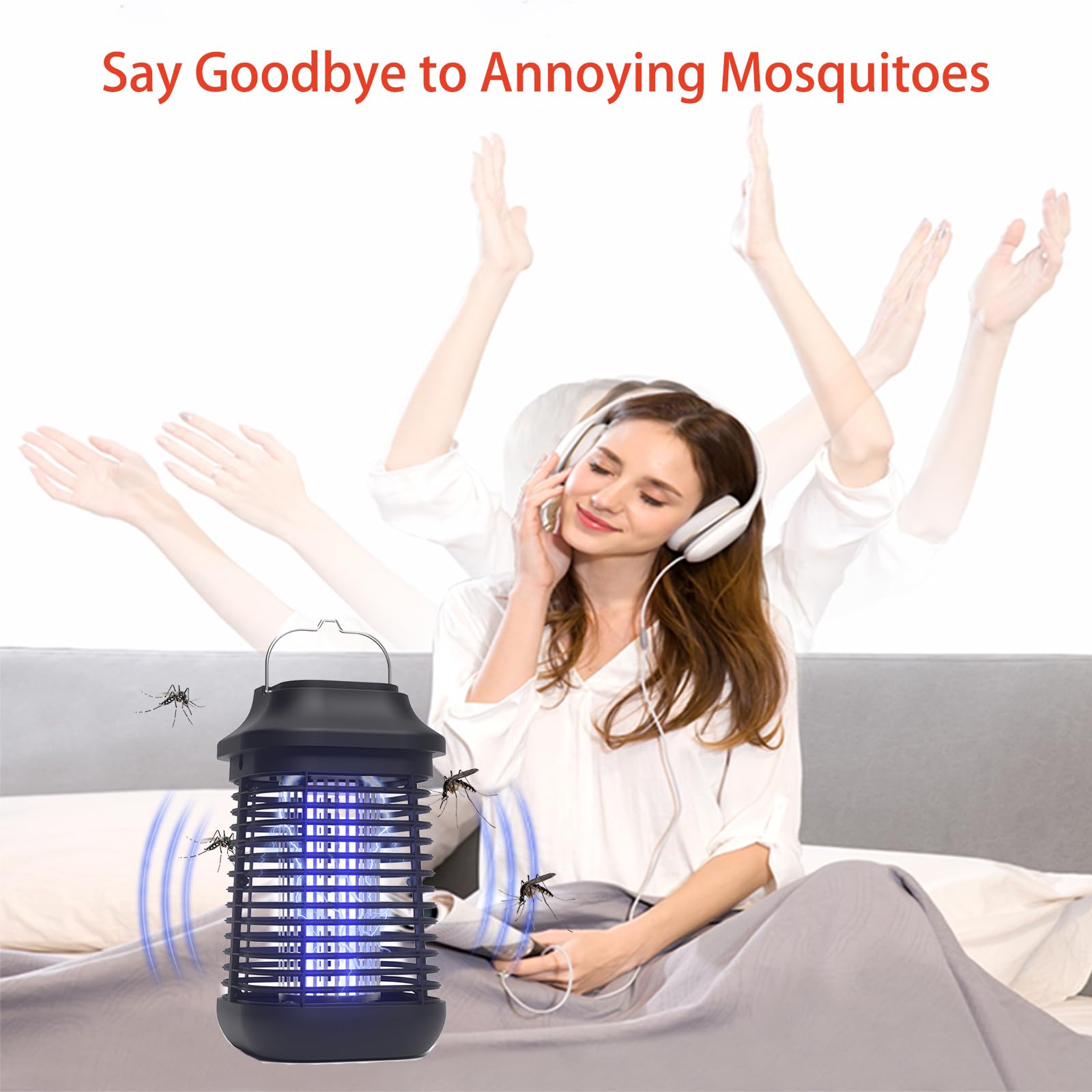 Bug Zapper for Outdoor and Indoor,3-Meter Power Cord with Switch Mosquito Zapper,Bug Zapper Outdoor for Home Backyard, Patio
