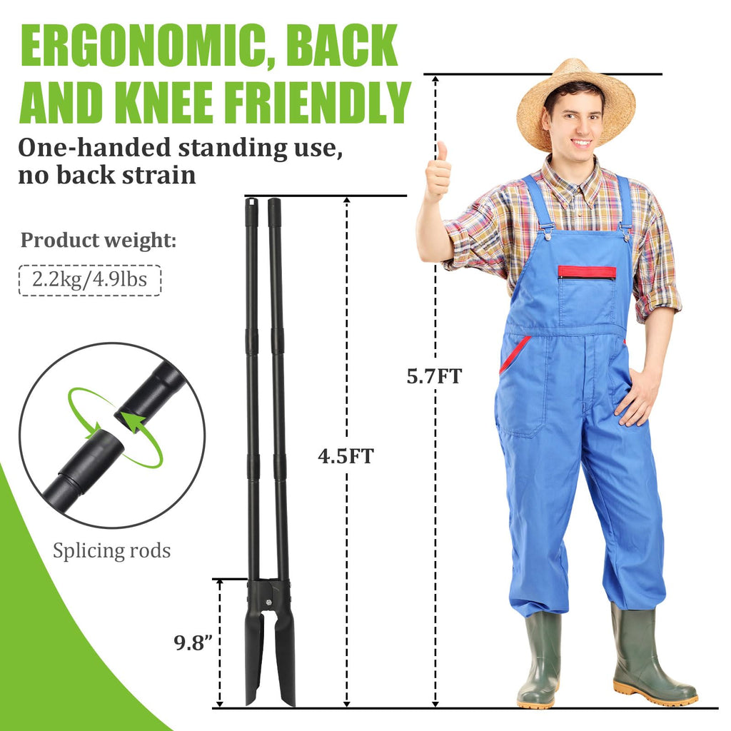 REILEIHODE Post Hole Digger 4.5FT Heavy Duty Hole Digger with Dual Sharp Blades Professional Manual Hole Digger Tool for Gardening Transplanting Fence Installation Construction