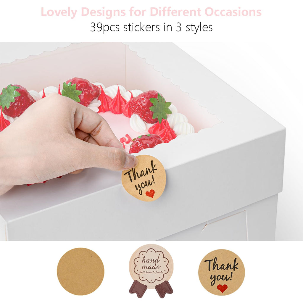 Vorfre 3 Pack Cake Boxes, 10x10x8 Inches Tall Cake Box with Cake Boards, White Bakery Boxes with Window, Disposable Cake Containers with Lids for Cake, Donuts, Pies, Cookies, Wedding, Birthday, Party