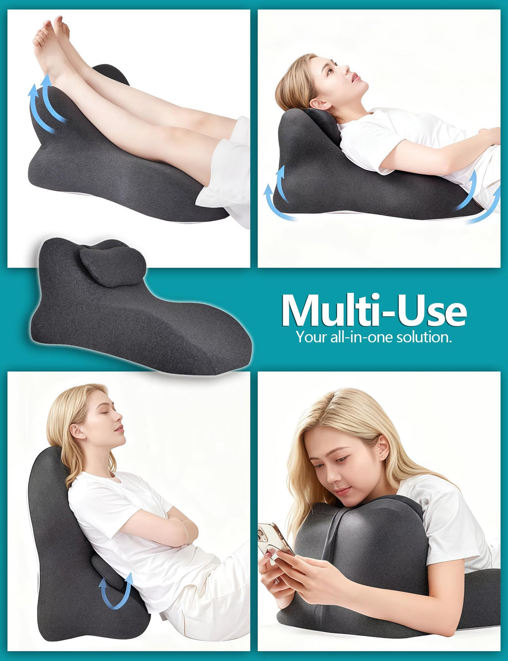 Comfort Pillow,Sweet Spot, 27° Lift Design for Perfect Couple Position, Rebound Memory Foam Cushion for Hip, Back & Neck Comfort (Black Gray)