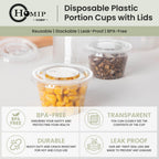 HOMIP 100PACK 4oz Plastic Portion Cups with Lids, Condiment, Jello Shot Cup