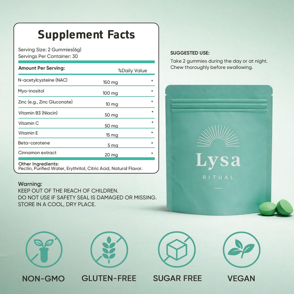 FWPTEI LYSA Acne Gummies, LYSA Ritual Acne Treatment Immune Support & Skin Health - High Potency Vegan Gummies, Sugar-Free, Gluten-Free Gummy Supplement, 60 Gummy