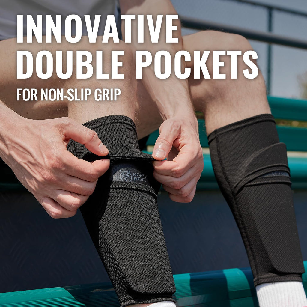 Soccer Shin Guards for Kids incl. Sleeves with Optimized Insert Pocket