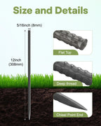 12 Inch Rebar Stakes Heavy Duty, 20 Pack Straight Metal Garden Stakes