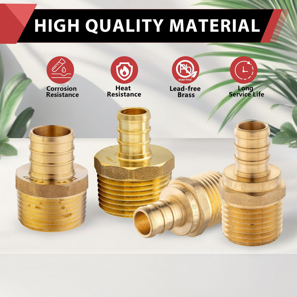 200-Pack EFIELD 3/4-inch Pex Crimp Fittings,3/4 Inch x 3/4 Inch NPT Male NPT Adapters, ASTM F1807,(PEX1807021-200PCS)