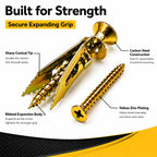 Jyphorixal 150Pcs Self Drilling Drywall Anchors with Screws Kit,Zinc Plated Steel,2 Sizes Expansion Screws and 2 Sizes Wall Anchors, Easy Application No Drill or Holes in Wall.