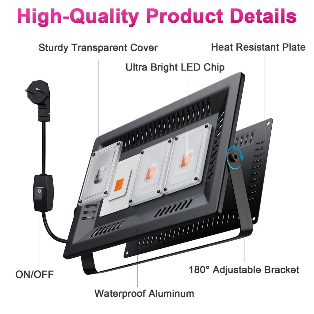 450W Outdoor Grow Lights, Full Spectrum LED Plant Light Waterproof
