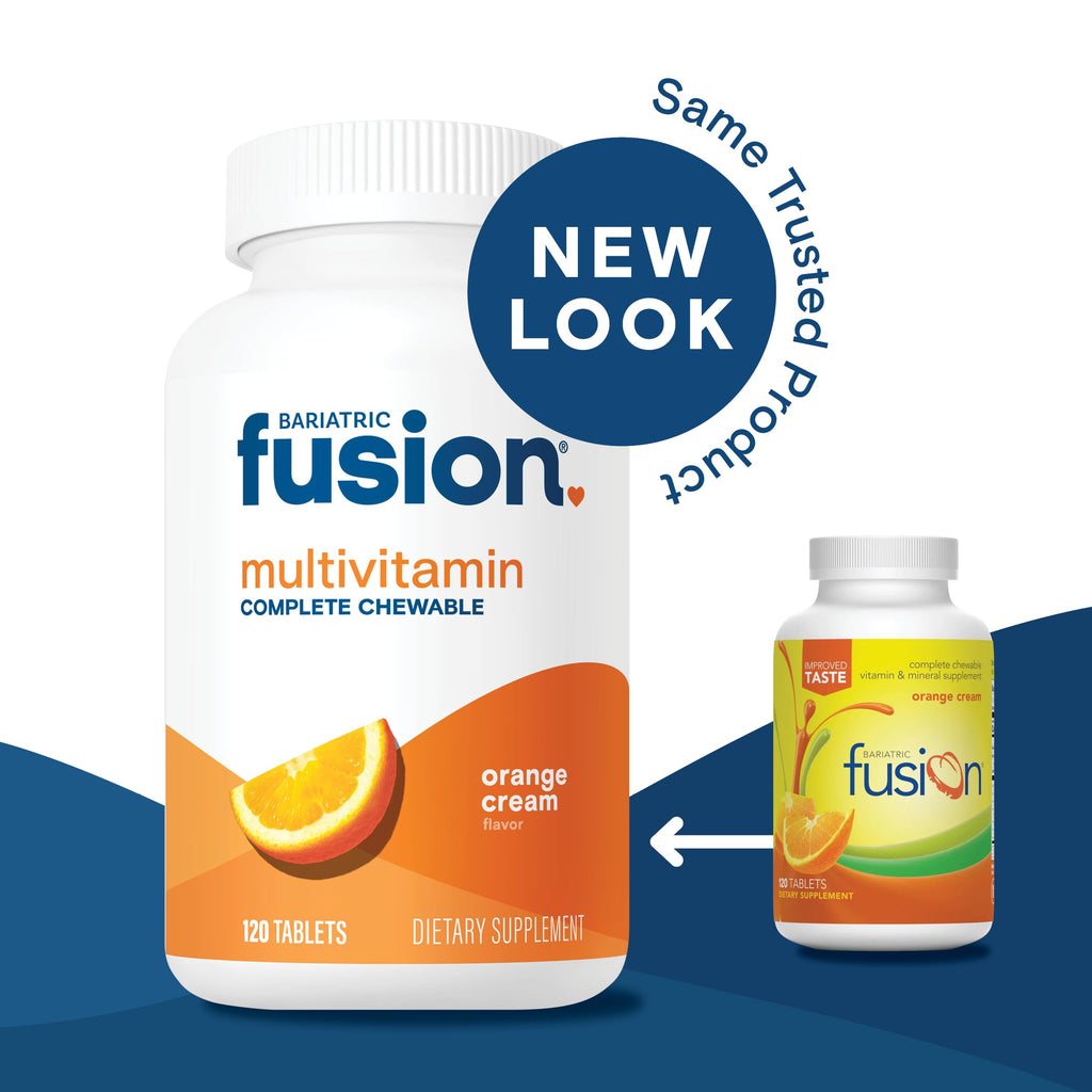 Bariatric Fusion Orange Cream Flavored Complete Chewable Bariatric Multivitamin with Iron for Bariatric Surgery Patients Including Gastric Bypass and Sleeve Gastrectomy - 120 Tablets