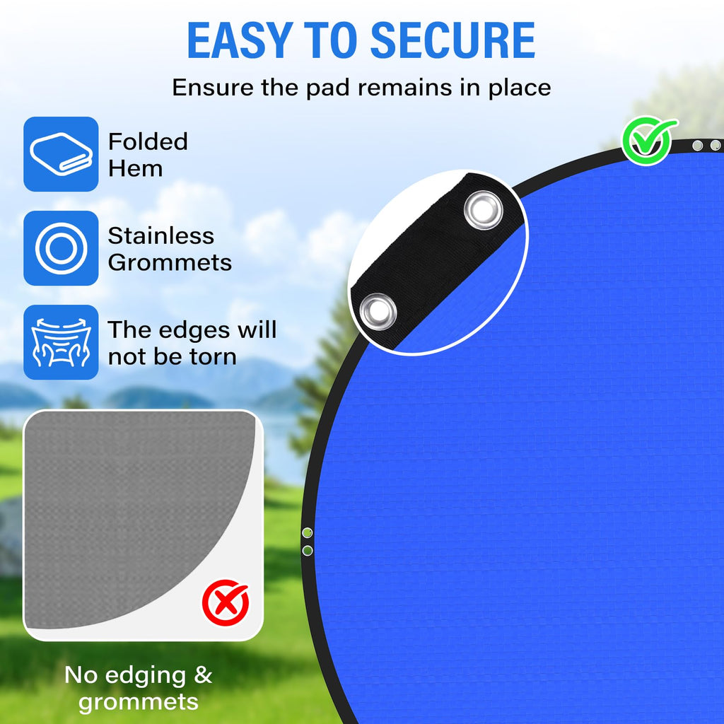 TIXANF 18FT Pool Ground Cloth, 12x12 Mesh Heavy Duty Pool Liner Pad with Anti-Aging PE, Stainless Steel Grommets, Puncture Resistant Under Mat for Above Ground Pools, Tarp for Under Pool