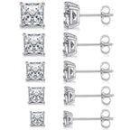 MDFUN 316L Stainless Steel Square Stud Earrings Set for Women Men 3-7MM