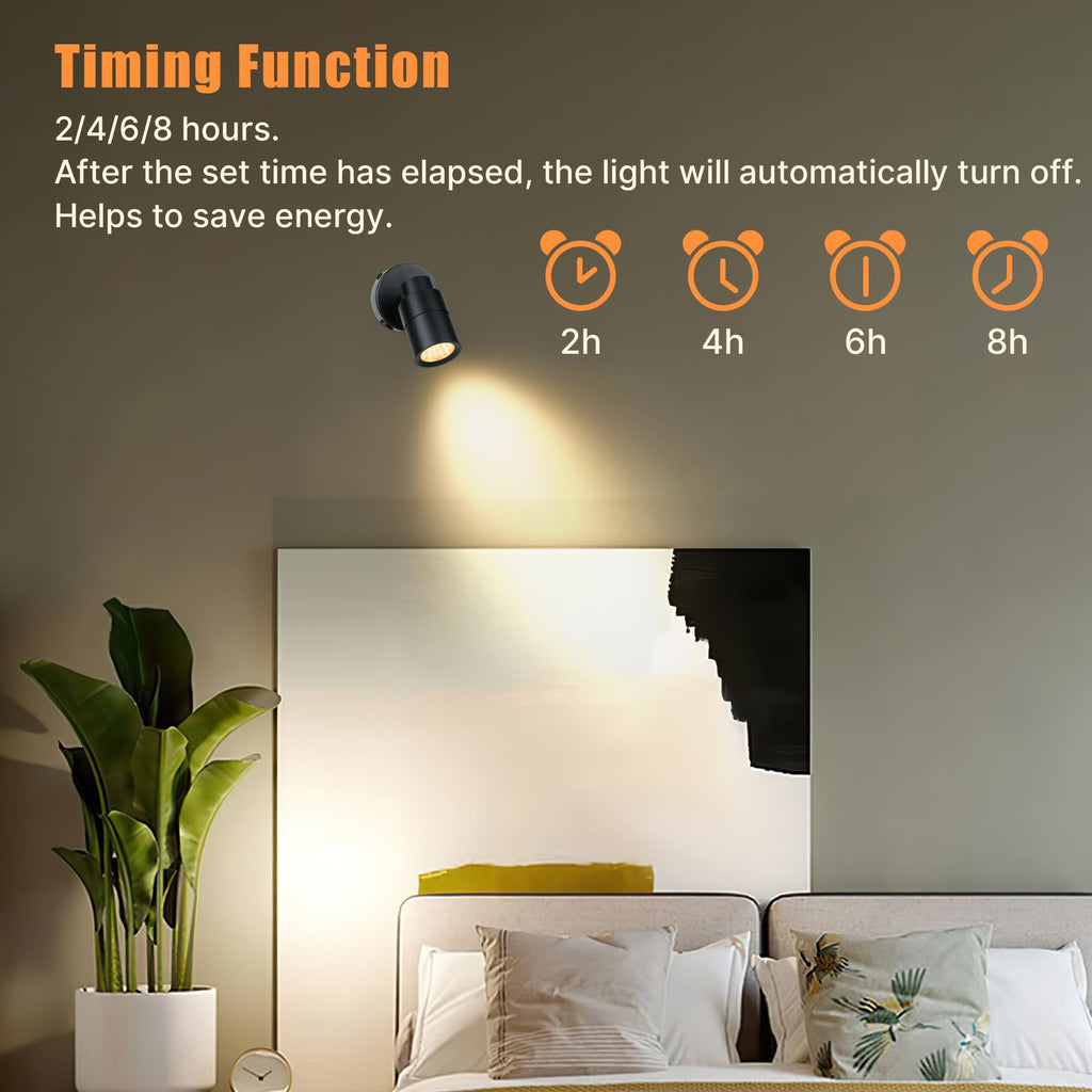 LED Spotlights Indoor, 5W Plants Uplighting with Remote Control Dimmable & Timer, Uplights Indoor Floor Spot Lights for Painting, Picture, Artwork, Accent Stick on Wall Light with 5.9 FT Plug Cord