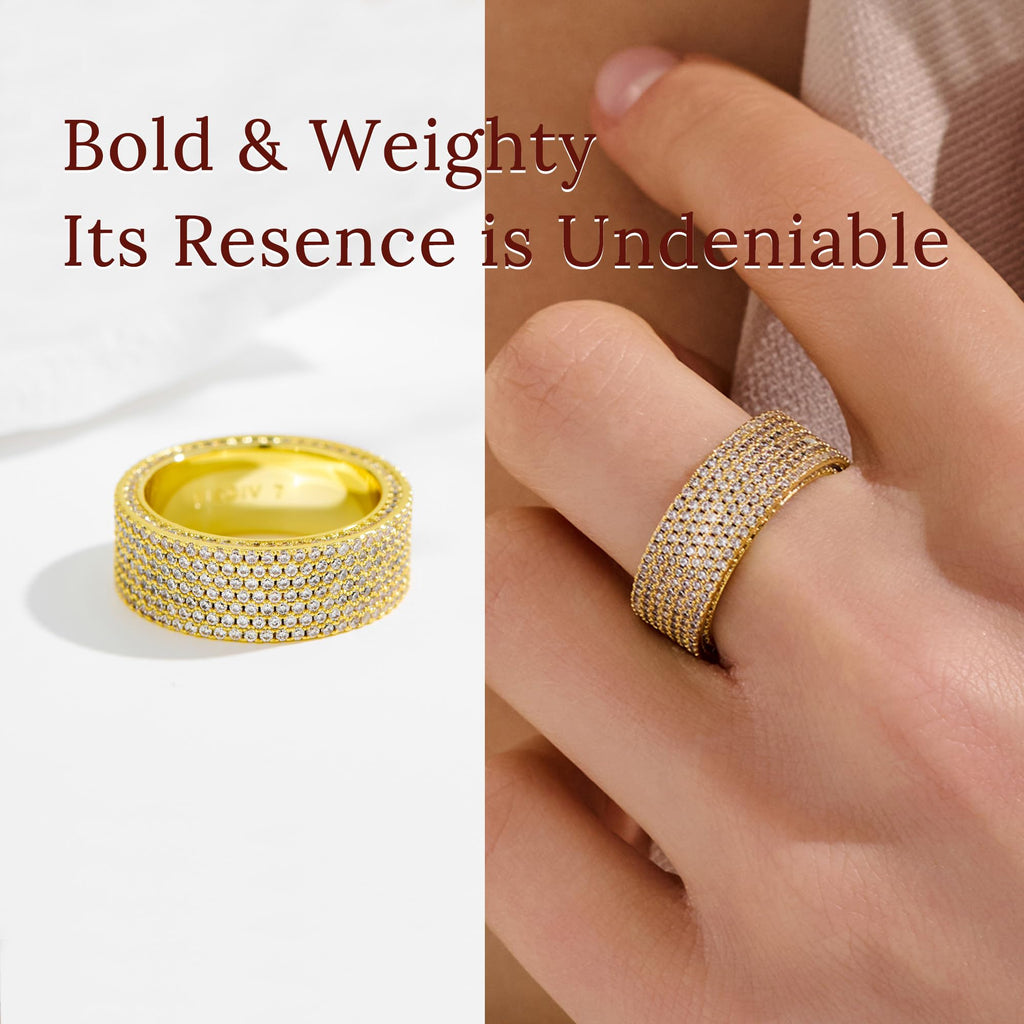 VISDIV Gold Wedding Rings for Women 925 Sterling Silver CZ Bands Rings
