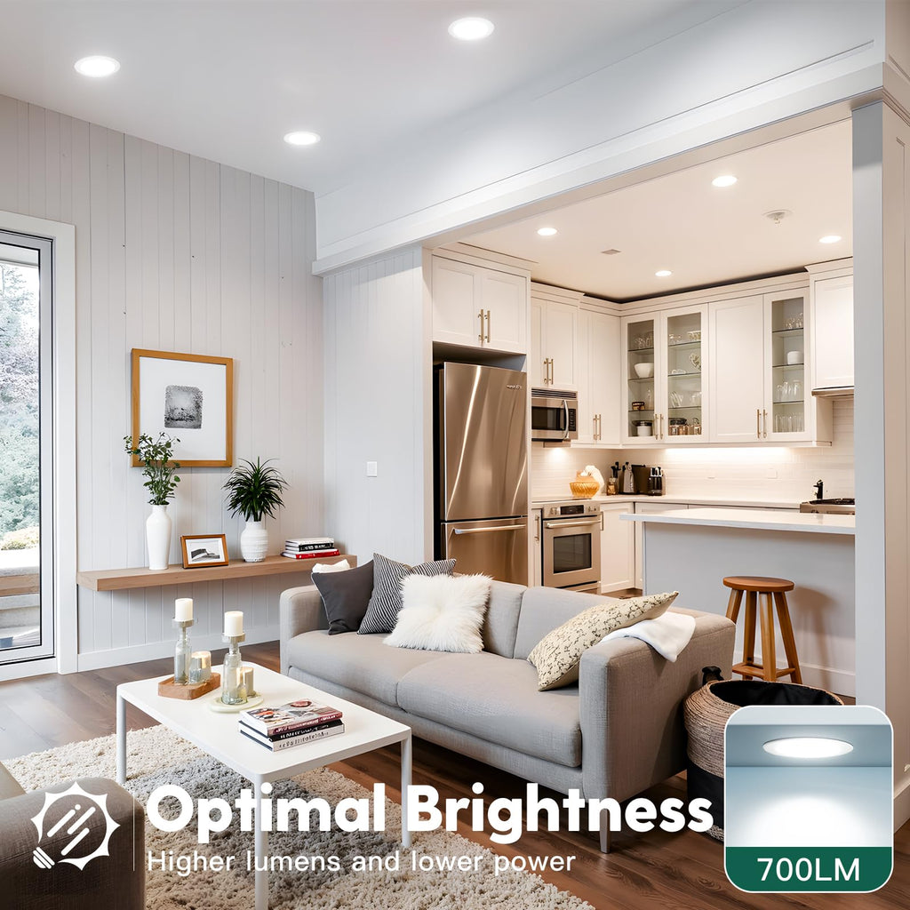 FREELICHT 48 Pack 4 Inch 5CCT Ultra-Thin LED Recessed Ceiling Light with Junction Box, 2700K/3000K/3500K/4000K/5000K Selectable, 700LM Brightness, Dimmable Canless Wafer Downlight, 10WEqv90W-ETL&FCC
