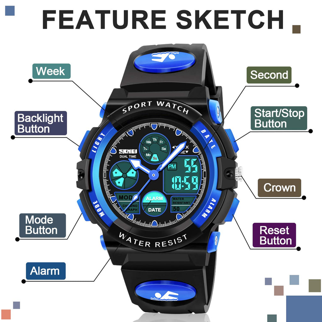 Boy Digital Watch Gifts for 5-15 Year Old Boys Girl Teen, Sports Watch Toys for 6-16 Year Old Boy Girl Present for Kids Age 6-16