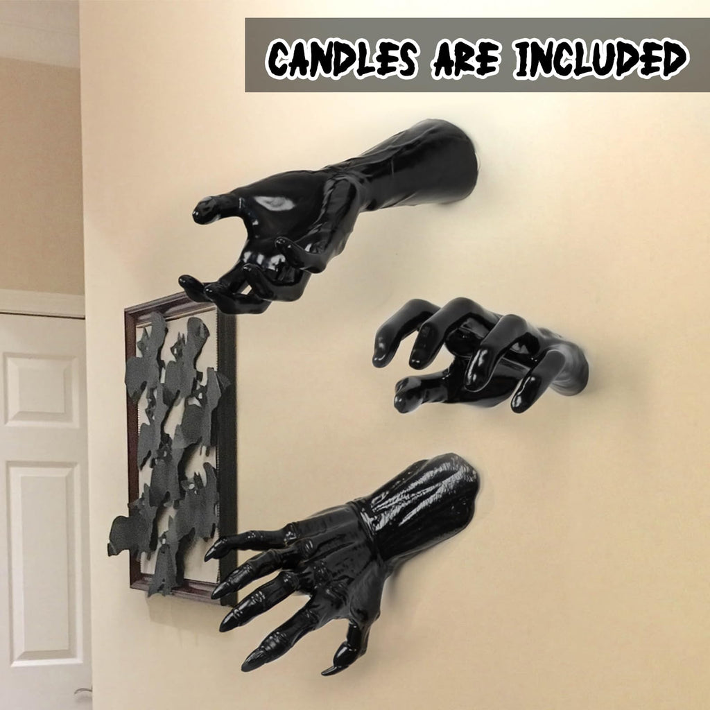 DAZONGE Halloween Decor 3Set Creepy Hands with Candles Halloween Wall Decor
