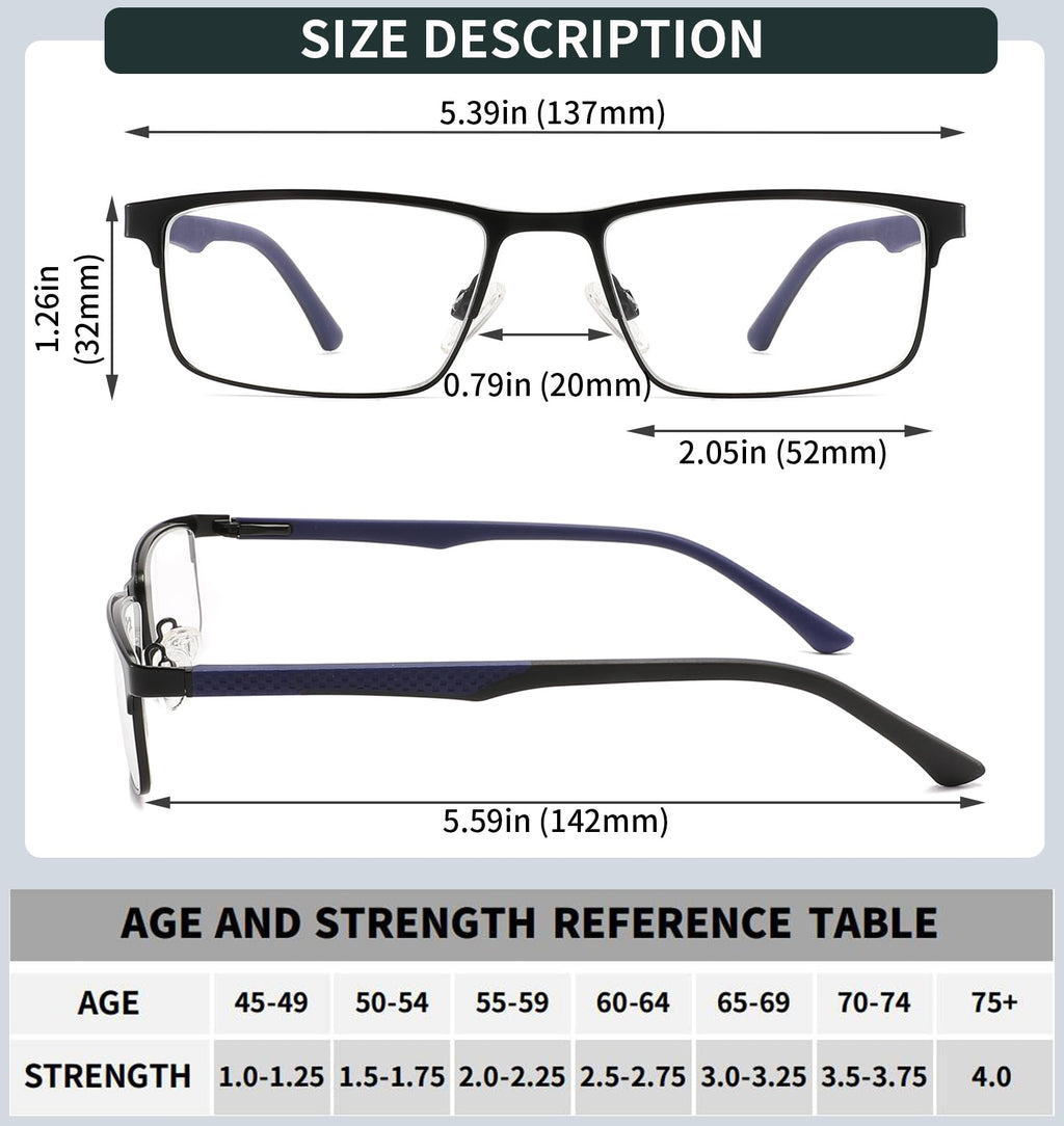 READITEASY 3 Pack Reading Glasses Men 1.0 Blue Light Blocking, Readers Men with Spring Hinge Reduce Eyestrain/UV/Dryness, Mens Reading Glasses 1.0+
