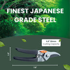Saboten Japanese Pruning Shears 7.9" – Professional Bypass Garden Clippers, Made in Japan, Sharp Carbon Steel Blade with Sap-Resistant Fluorine Coating, Cuts up to 3/4 in (20 mm)