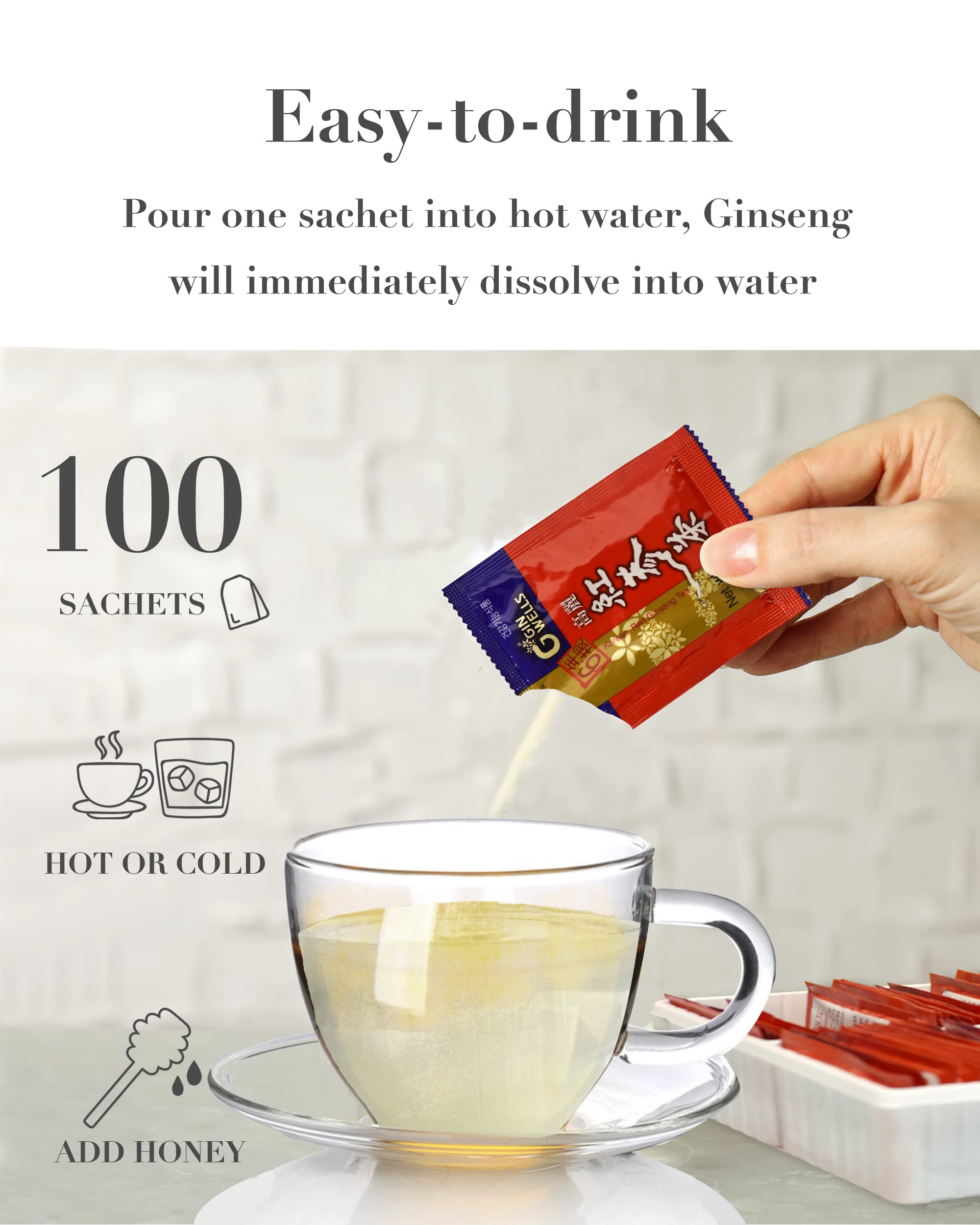 IL HWA 300g(100p x 3g) Korean Ginseng Roots Extract Tea, High Ginsenoside Rg1+Rb1+Rg3=10mg