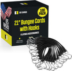 Pack of 50 Tarp Straps for Flatbed Trailers, 21" Long Natural Rubber Bungee Cord Tie-Downs Ideal for Securing Tarps, Canvases, Cargo in Cold Climates | Tie-Downs w/ Metal S-Hooks