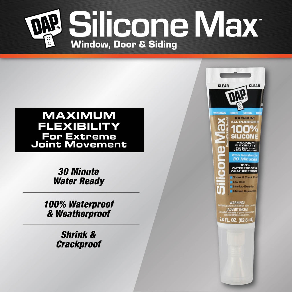DAP Silicone Max All Purpose Sealant, Clear, 2.8 Oz (7079808792)