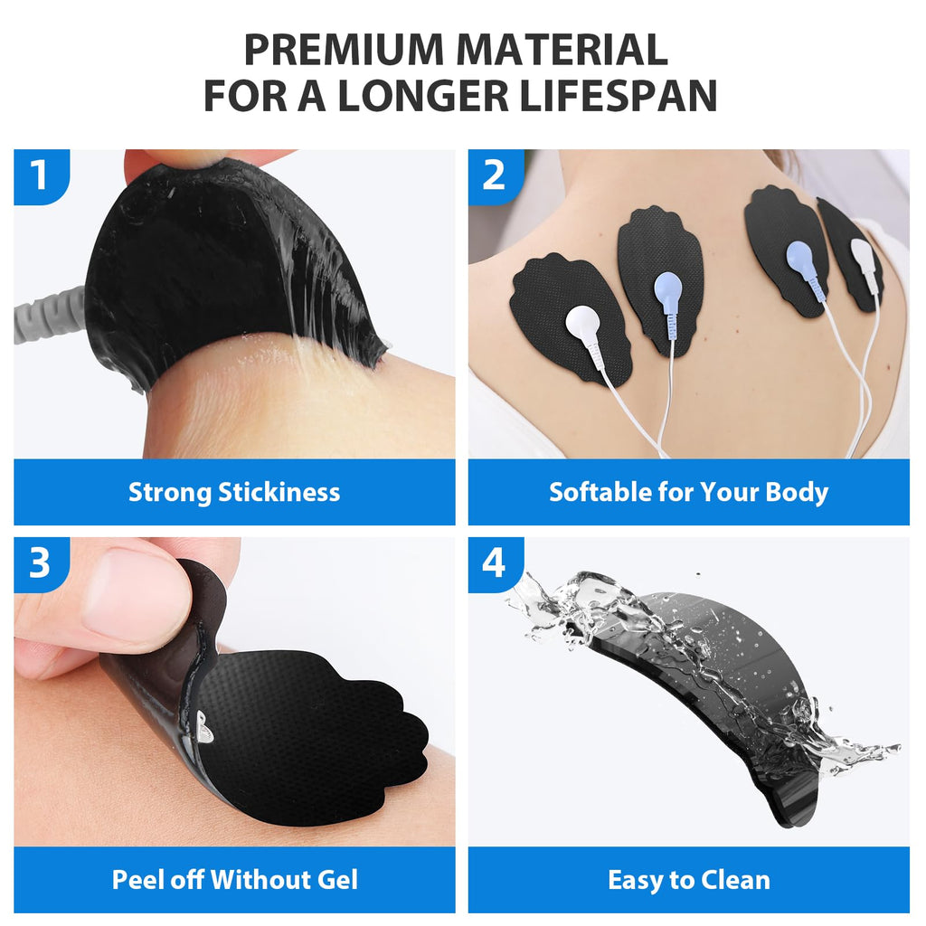 TENS Unit Electrode Pads NURSAL 20 Pack 3.5mm Snap EMS Replacement Pads for Electrotherapy Reuse More Than 30 Times, Compatible with MEDVICE,Belifu TENS Machine
