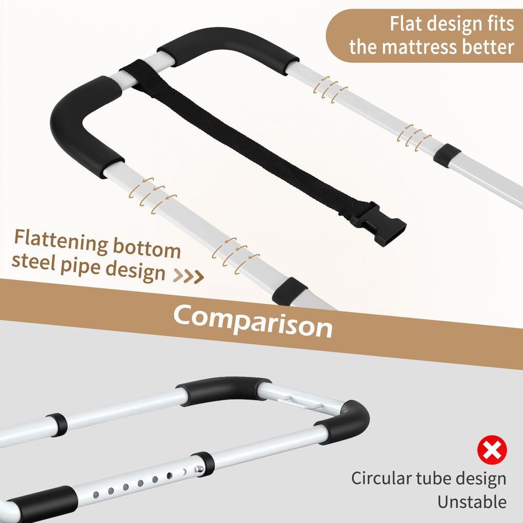 NobrNyanT Bed Rails for Elderly Adults Safety, Adjustable Bed Cane with Sturdy Support Foot & 2 Storage Pockets, Steel Frame Bedside Assist Safety Rail for Seniors, Universal Fit King/Queen/Full/Twin