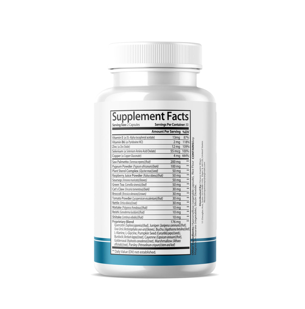 Fitness InspireWays URO Natural Prostatic Support for Men - Promote Healthy Prostatic Function - Support Healthy Fluid Control Valve (180-Capsule)