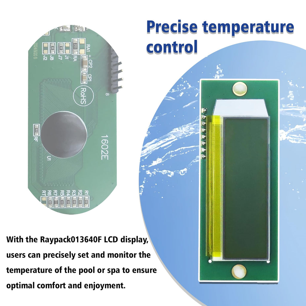 QIQIBABA 013640F LCD Display Screen Replacement for Raypak Heater | Control Panel & Pool Stat Kit | Compatible with Models 185B, 265B, 335B, 405B, 206A, 266A, 336A, 406A, 207A, 267A, 337A, 407A