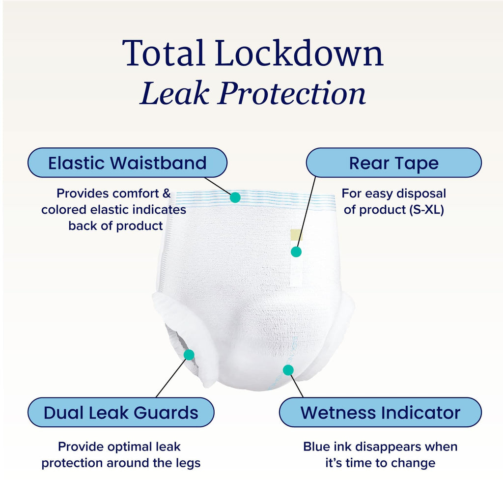 NorthShore GoSupreme Overnight Pull-On Underwear, 8-Hour Leak Protection, Medium, 56-Count Case, White, (30-40 in Waist), Unisex Adult Diapers