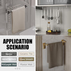 MIROAMZ Towel Bar, 14inch to 25inch Adjustable Towel Holder Rod, Self Adhesive Wall Mounted Hand or Body Towel Rack for Bathroom Kitchen, Stainless Steel Organizer Single Bar (Matte Black, 4 Pack)